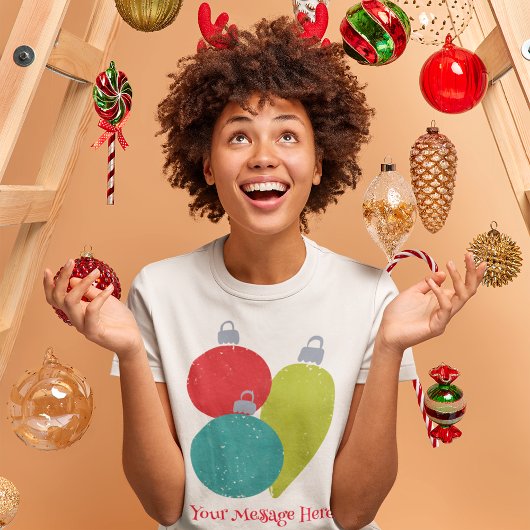 Retro Vintage Weihnachtsschmuck Custom Message T-Shirt
