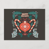 Retro Vintage Weihnachtsschmuck Feiertagspostkarte (Vorderseite)