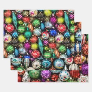 Retro Vintage Weihnachtsschmuck Jumble Geschenkpapier Set