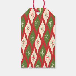 Retro Vintage Weihnachtsschmuck Muster auf Rot Geschenkanhänger