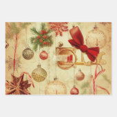Retro Vintage Weihnachtsschmuck Pine Cones Geschenkpapier Set (Vorderseite 3)
