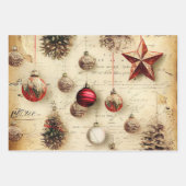 Retro Vintage Weihnachtsschmuck Pine Cones Geschenkpapier Set (Vorderseite 2)