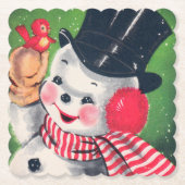 Retro Vintage Weihnachtsschneemann Party Untersetz Untersetzer (Vorderseite)