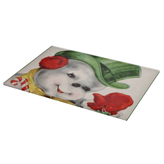 Retro Vintage Weihnachtsschneemannskarton Schneidebrett (Ecke)