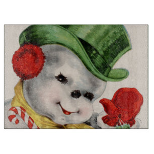 Retro Vintage Weihnachtsschneemannskarton Schneidebrett