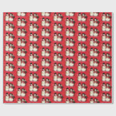 Retro-Vintage Weihnachtsschneepaar gekacheltes Par Geschenkpapier (Flach)