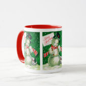 Retro Vintage Weihnachtssnowman Feiertags-Tasse Tasse (Vorderseite Links)