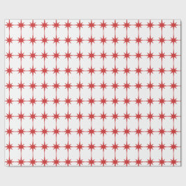 Retro Vintage Weihnachtssterne in Rot und Weiß Geschenkpapier