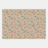 Retro Vintage Weihnachtsstreichenleuchten auf Kraf Geschenkpapier Set (Vorderseite 2)