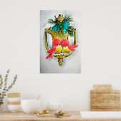 Retro Vintage Weihnachtsvogelposter Poster (Küche)