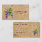 Retro Vintage Weinberg-Ernte-Trauben-Weinkellerei Visitenkarte (Vorne/Hinten)