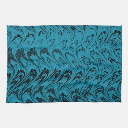 Retro Vintage Wellen-aquamarine schwarze Handtuch (Horizontal)