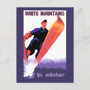Retro-Vintage White Mountains im Winter Postkarte