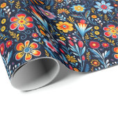 Retro Vintage Wildblumen Botanisches Muster Wrappi Geschenkpapier (Rolleneckpunkt)