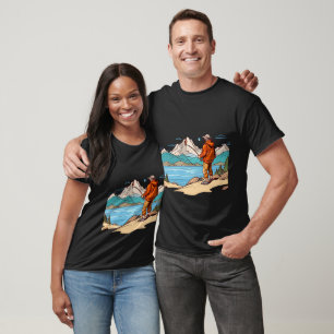 Retro Vintage Wildnis Fly Fishing Bergsee T-Shirt