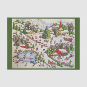 Retro Vintage Winter-Feiertags-Szene Seidenpapier