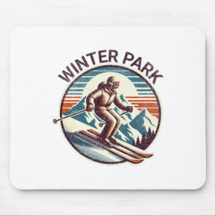 Retro Vintage Winter Park Colorado Skigebiet Wint Mousepad