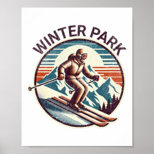 Retro Vintage Winter Park Colorado Skigebiet Winte Poster