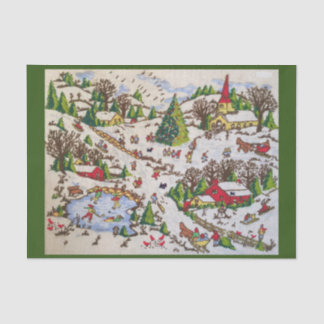 Retro-vintage-Winterferien-Szene Seidenpapier