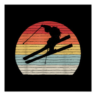 Retro Vintage-Wintersport Skifahren Poster