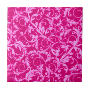 Retro Vintage Wirbel Hot Pink Fliese