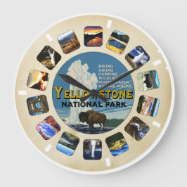 Retro Vintage Yellowstone National Park Souvenir Große Wanduhr