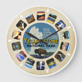 Retro Vintage Yellowstone National Park Souvenir Große Wanduhr