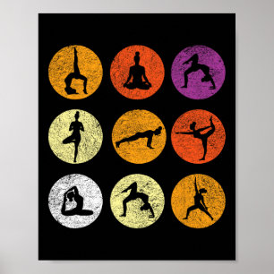 Retro Vintage Yoga Liebhaber Geschenk mit Yoga-Pos Poster