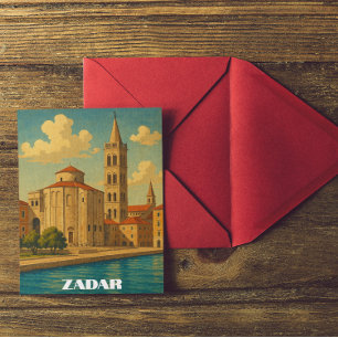 Retro Vintage Zadar Kroatien Reise Postkarte