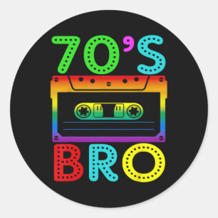 Retro Vintagen 70er Jahre Bro zu Halloween Familie Runder Aufkleber