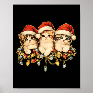 Retro Vintagen 90er Cat Xmas Weihnachten 1 Poster