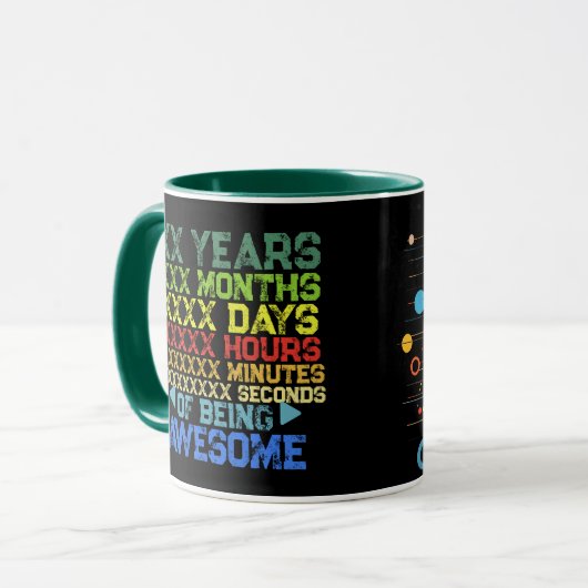 Retro Vintagen Personalisierten Jahre Geburtstag Tasse (Vorderseite Links)