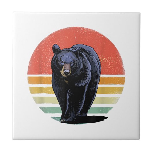 Retro Vintager Bär Fliese (Vorderseite)