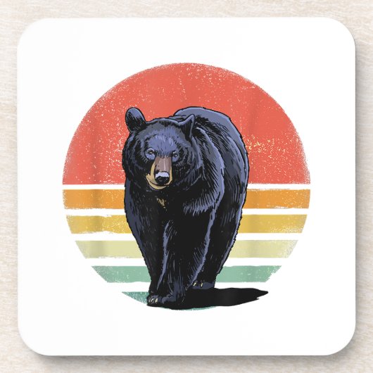 Retro Vintager Bär Getränkeuntersetzer (Vorderseite)