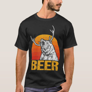 Retro Vintager Bierbär Mix Hirsch Bier T-Shirt