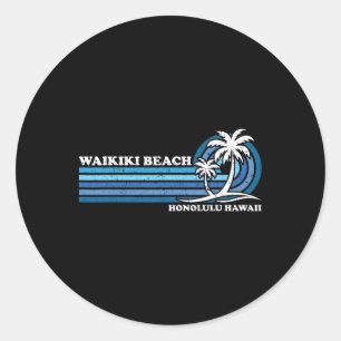 Retro Vintager Familienurlaub Honolulu Hawaii Waik Runder Aufkleber