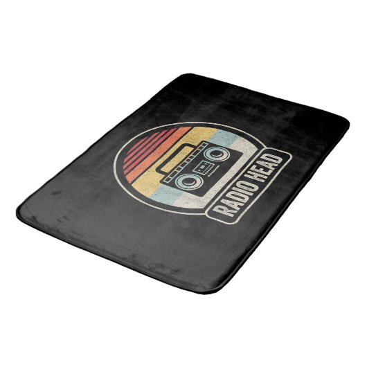 Retro-Vintager Funkkopf Badematte (Schrägansicht)