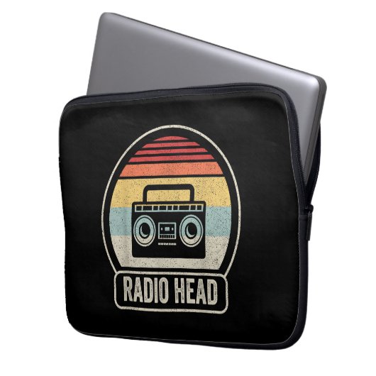 Retro-Vintager Funkkopf Laptopschutzhülle (Vorderseite Links)