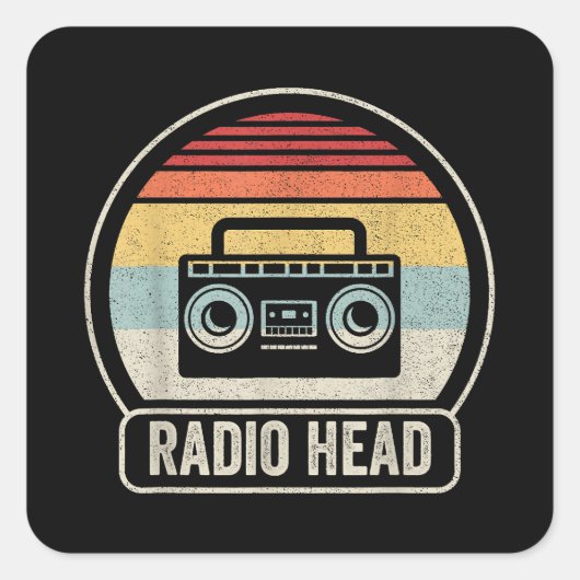 Retro-Vintager Funkkopf Quadratischer Aufkleber (Vorderseite)