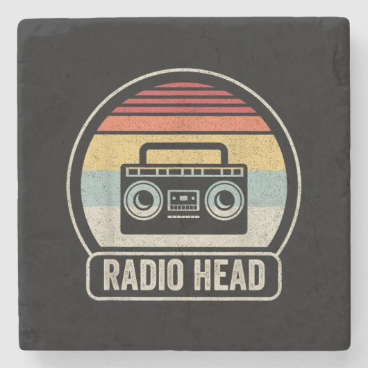 Retro-Vintager Funkkopf Steinuntersetzer (Vorderseite)