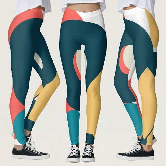 Retro Vintager geometrischer Risograph, Risoprint Leggings