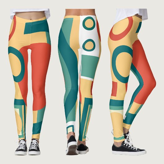 Retro Vintager geometrischer Risograph, Risoprint Leggings