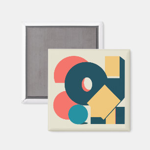 Retro Vintager geometrischer Risograph, Risoprint Magnet