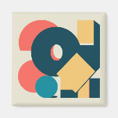 Retro Vintager geometrischer Risograph, Risoprint Magnet (Vorne)