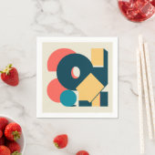 Retro Vintager geometrischer Risograph, Risoprint Serviette (Beispiel)