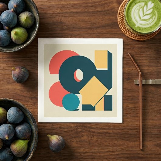 Retro Vintager geometrischer Risograph, Risoprint Serviette