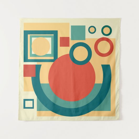 Retro Vintager geometrischer Risograph, Risoprint Wandteppich (Vorderseite (Horizontal))