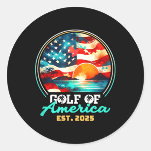 Retro Vintager Golf of US America 2025 American Fl Runder Aufkleber