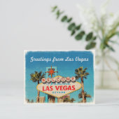 Retro Vintager Gruß von fabelhaftem Las Vegas Postkarte (Stehend Vorderseite)