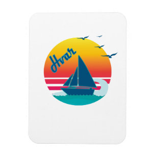 Retro Vintager Hvar Sonnenuntergang, #Hvar Magnet